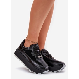 Kvinnors lädersneakers på Big Star RR274873 Hi-Polish System Black Platform svart 1