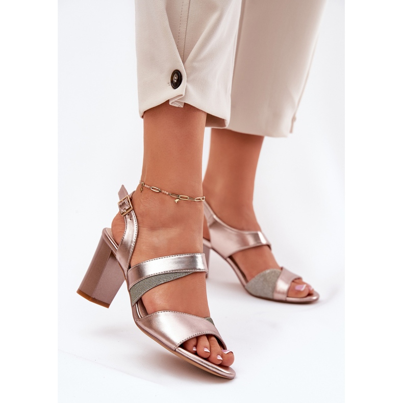 Kvinnors sandaler på Sergio Leone SK866 rosa pelare gyllene 2