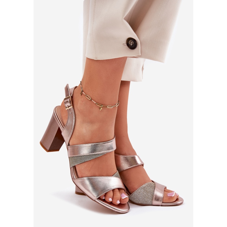 Kvinnors sandaler på Sergio Leone SK866 rosa pelare gyllene 1
