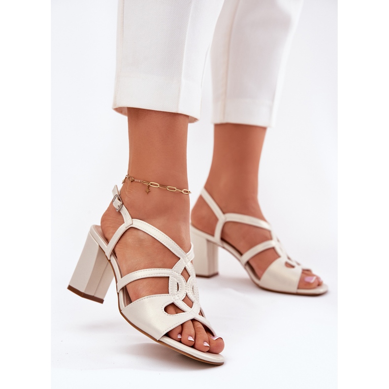 Kvinnors höghöjda sandaler Sergio Leone SK884 Pearl beige 2