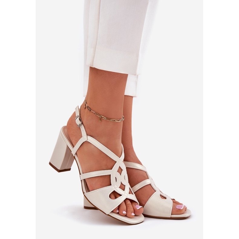 Kvinnors höghöjda sandaler Sergio Leone SK884 Pearl beige 1