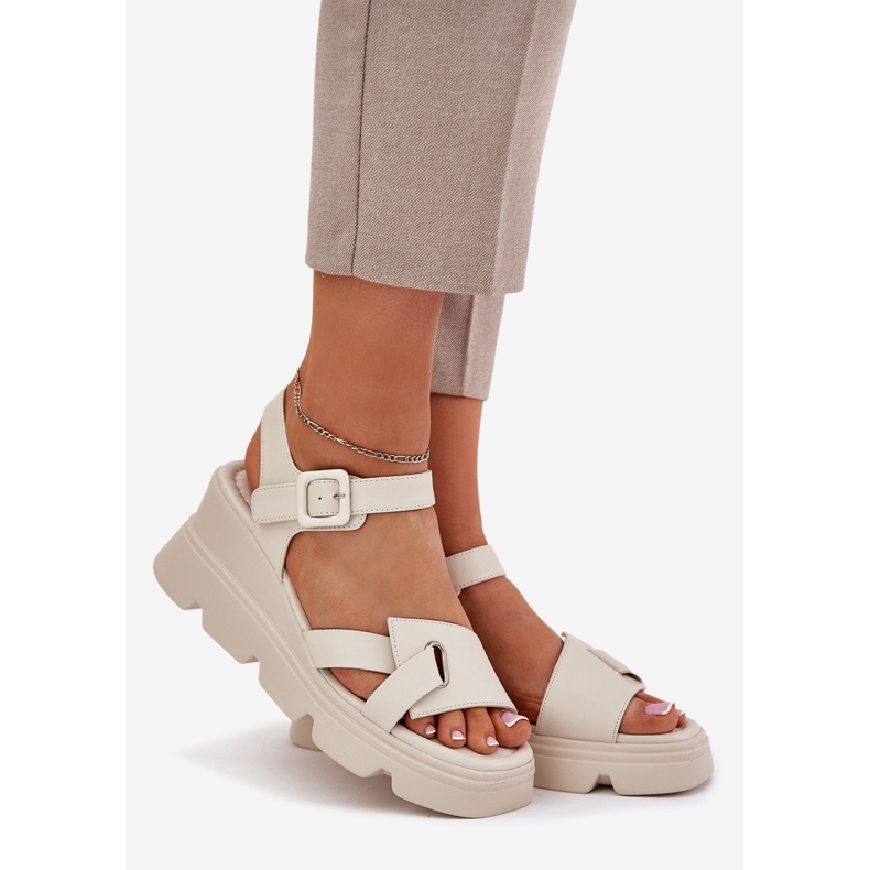 Kvinnors lädersandaler för forntida artiker 54C1624 Beige 1