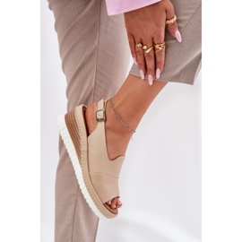 ARTIKER Kvinnors lädersandaler för en kil Artker 56C0919 Beige 5