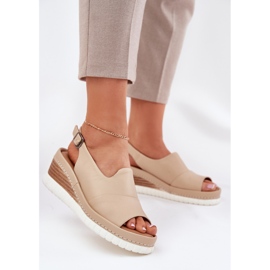 ARTIKER Kvinnors lädersandaler för en kil Artker 56C0919 Beige 2