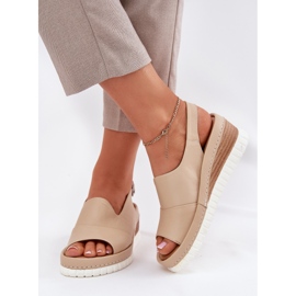 ARTIKER Kvinnors lädersandaler för en kil Artker 56C0919 Beige 3