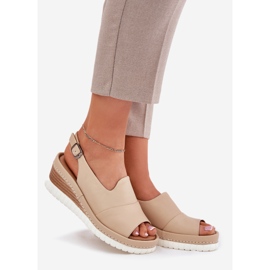 ARTIKER Kvinnors lädersandaler för en kil Artker 56C0919 Beige 1