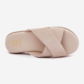 Kvinnors flip flops på plattformen med sammanflätade beige ränder 2