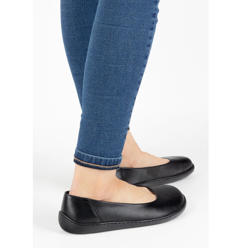 Olivier Barfota kvinnors minimalistiska läderskor slip -in 1771pol svart 1