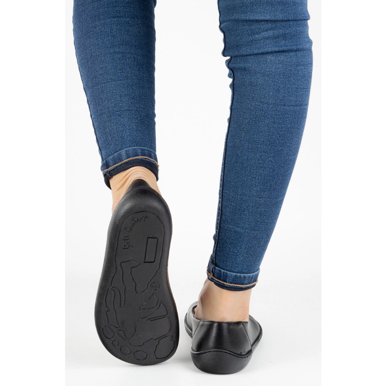 Olivier Barfota kvinnors minimalistiska läderskor slip -in 1771pol svart 2