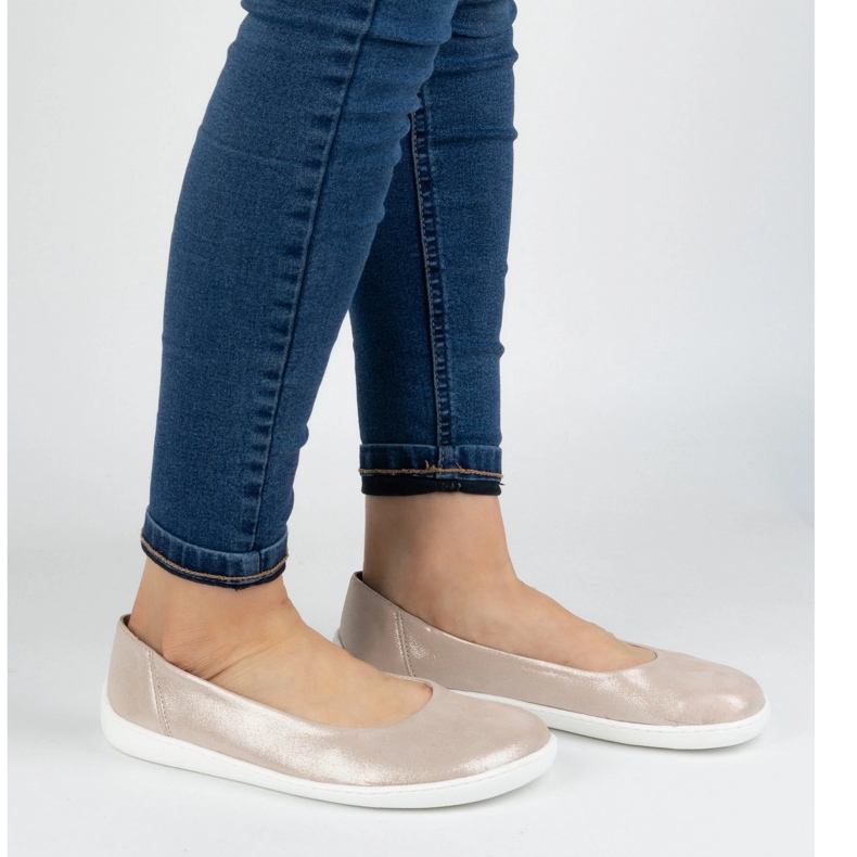 Olivier Barfota kvinnors minimalistiska läderskor slip -in 1771pol rosa satin 1