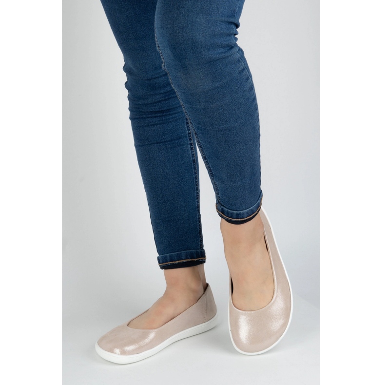 Olivier Barfota kvinnors minimalistiska läderskor slip -in 1771pol rosa satin 2