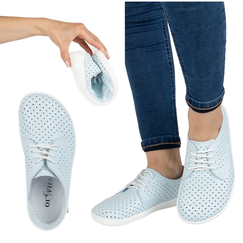 Olivier Barfota kvinnors minimalistiska openworkskor 1288pol blå 2