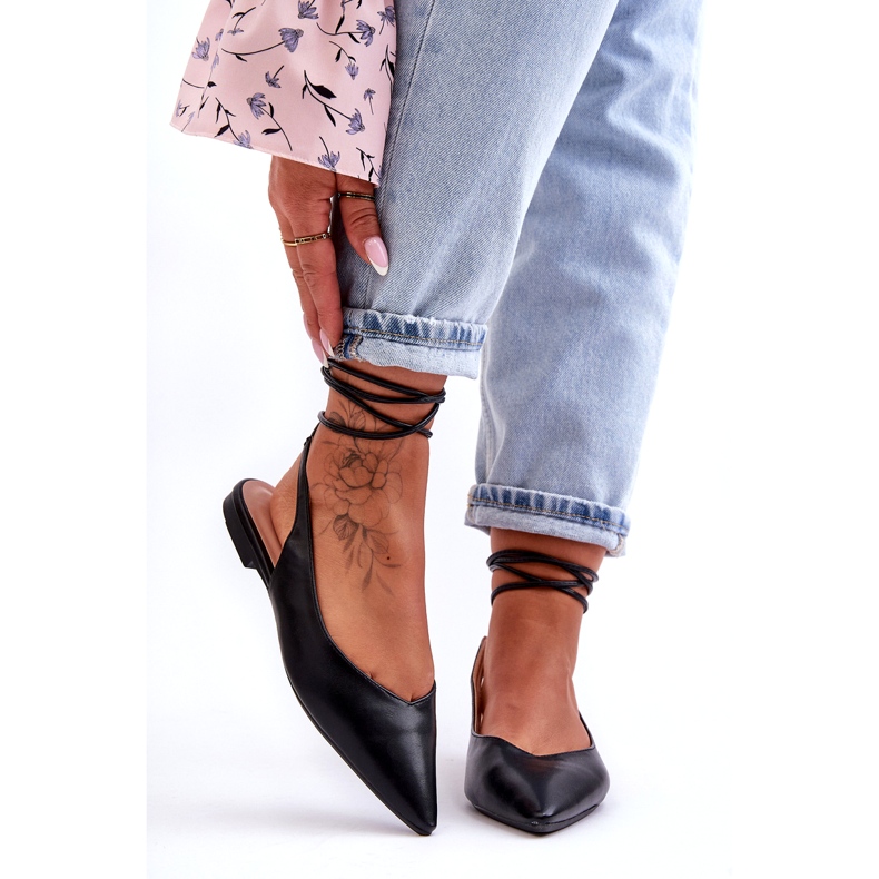 Kvinnor bundna ballerinas svarta sandaler 5