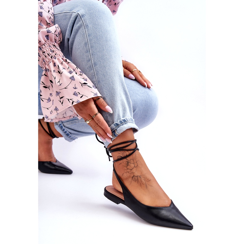 Kvinnor bundna ballerinas svarta sandaler 4
