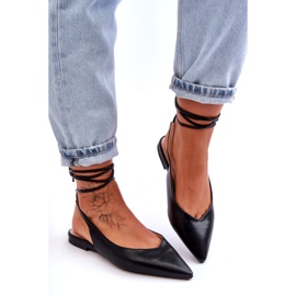 Kvinnor bundna ballerinas svarta sandaler 3