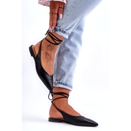 Kvinnor bundna ballerinas svarta sandaler 2
