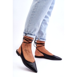 Kvinnor bundna ballerinas svarta sandaler 1