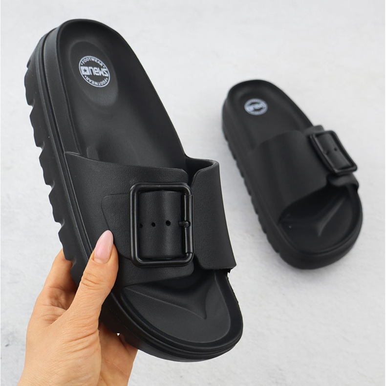 Women's Pool Beach Flip Flops on the Black News 8800 Platform svart 1