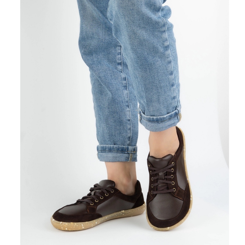 Kvinnors skor Barefoot Leather Brown 0772W Wasak - Minimalistiska naturliga skor brun 1
