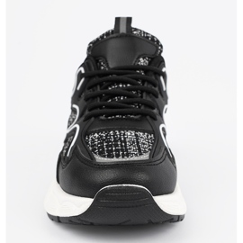 Shelvt Svarta kvinnors sneakers med dekorativa insatser 4