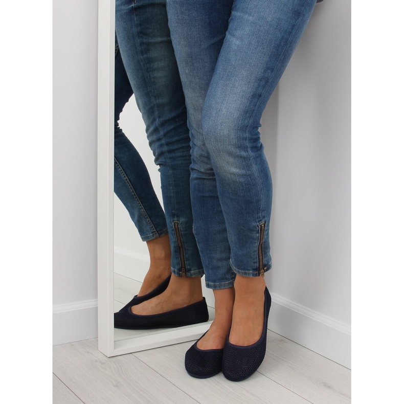 Marinblå mesh ballerinor 1