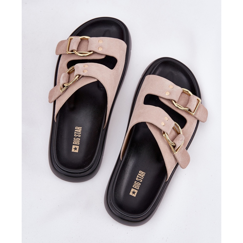 Big Star Kvinnors mocka flip flops med dekorativ stor stjärna RR274659 klämmor ljusrosa 2