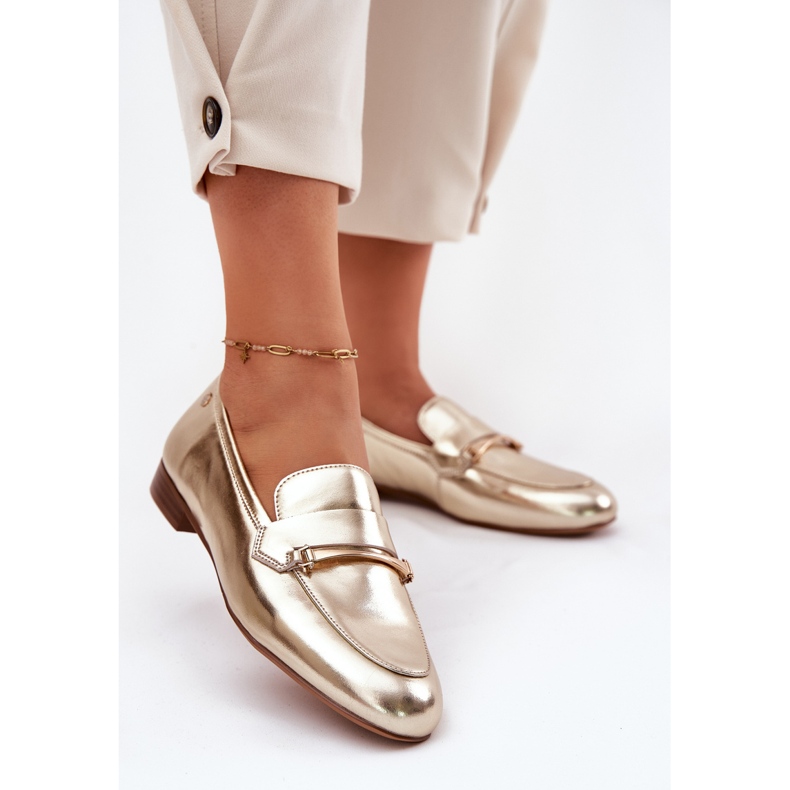 Kvinnors läderskor Maciejka K6809-25 Zlotys gyllene 1