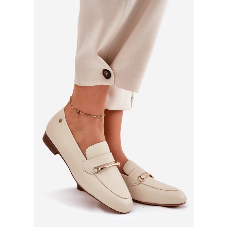 Kvinnors läderskor Maciejka K6809-04 Beige 1