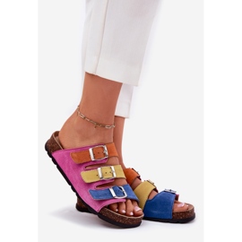 Kvinnors mocka flip flops med panto fino rr267033 fuchsia spännen rosa 1