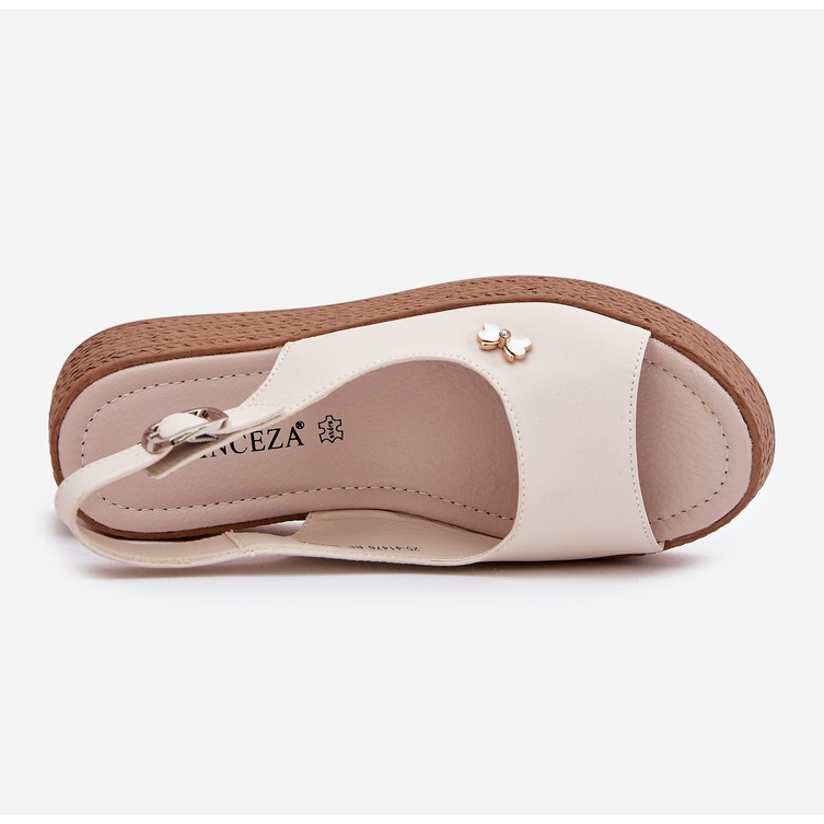 Sandaler för kvinnor läder på Vinceza 41476 Beige Wedge 2