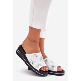 Women's Leather Flip Flops Vinceza 41477 White vit 1