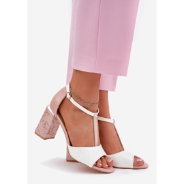 Målade kvinnorsandaler på Vinceza 20276 Pink-White Post rosa 1
