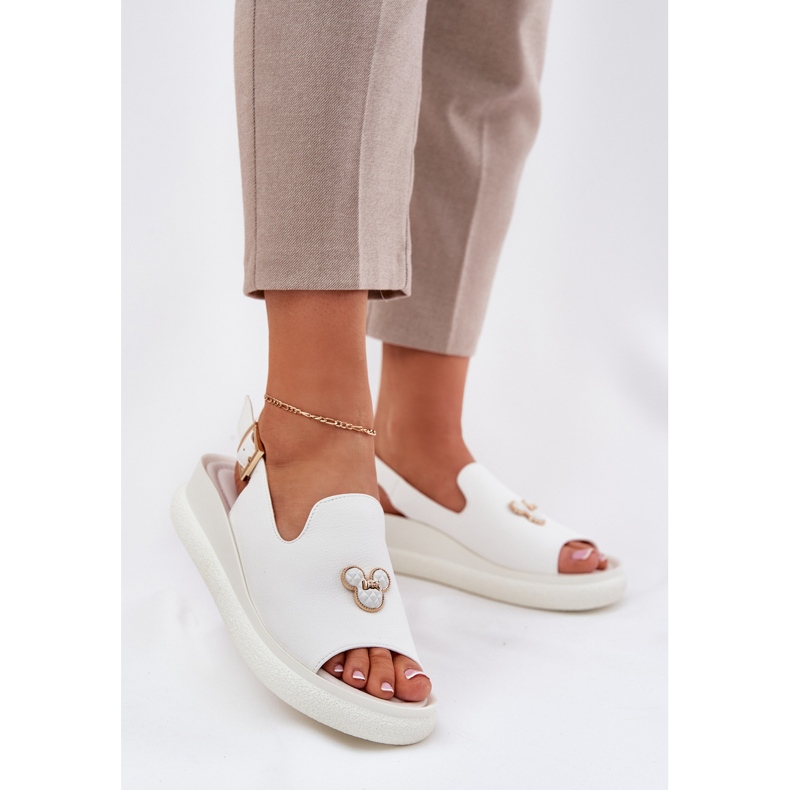 Vinceza Sandaler för kvinnor läder med dekorationen av Vincez 66757 White vit 2