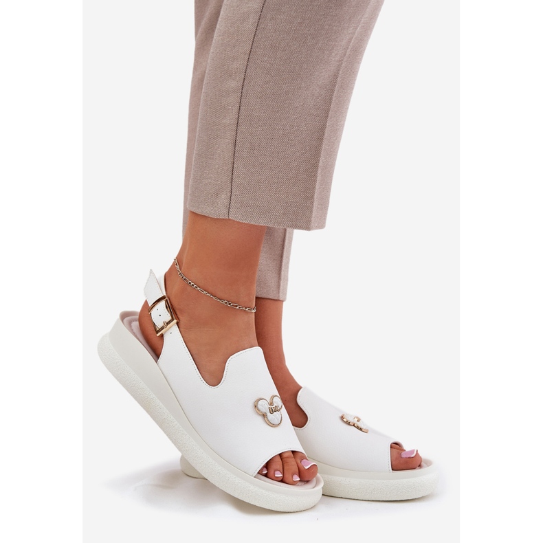 Vinceza Sandaler för kvinnor läder med dekorationen av Vincez 66757 White vit 1