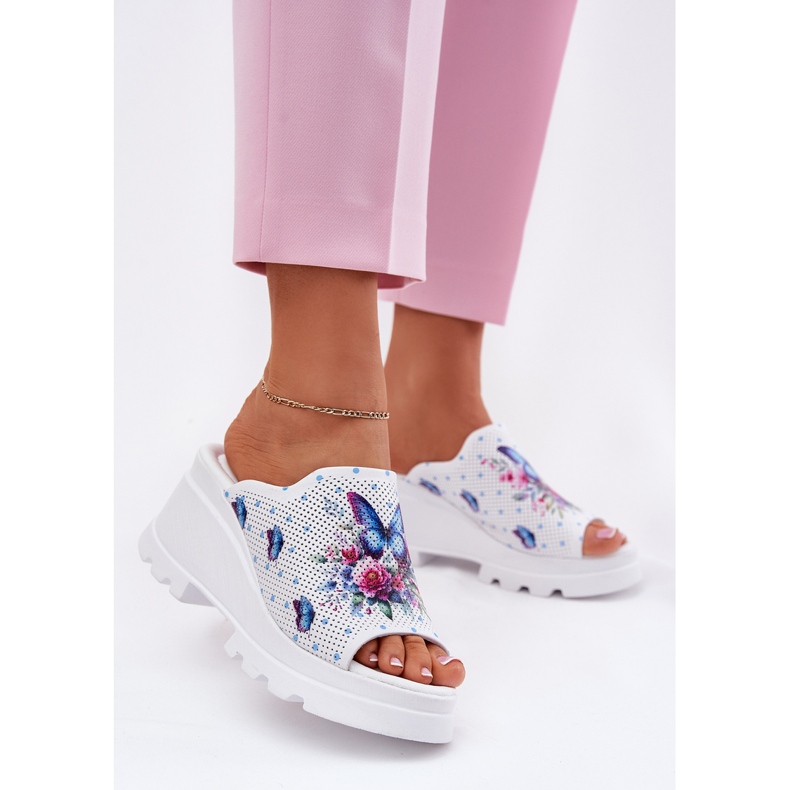 Women's Leather Flip Flops Artiker 56C0428 White vit 2