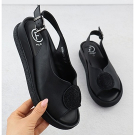 Kvinnors sandaler läder med zirkoner Black Filippo DS6984 svart 1