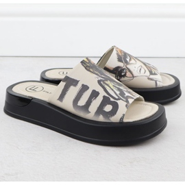 Women's Leather tofflor med tryckt Beige Filippo DK6158 2