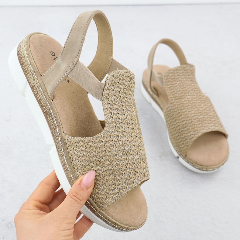 EVento Kvinnors sandaler på en plattform gled med beige 8828 beige 1