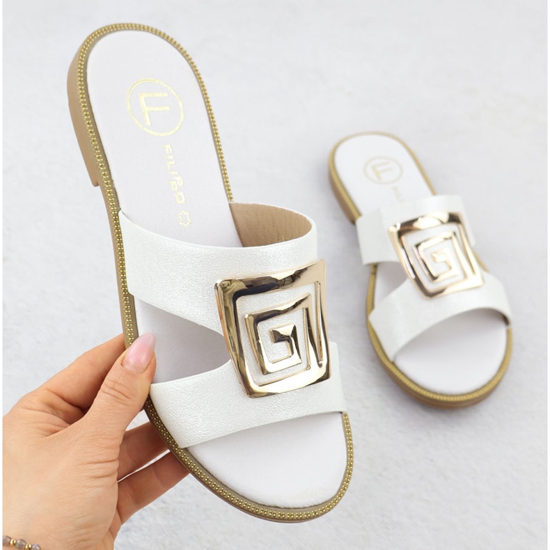 Kvinnors flip flops med dekoration White Filippo DS3703 vit 1