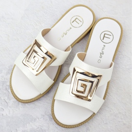 Kvinnors flip flops med dekoration White Filippo DS3703 vit 3