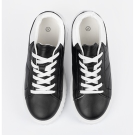 Shelvt Kvinnors svarta sneakers med vita skär 3