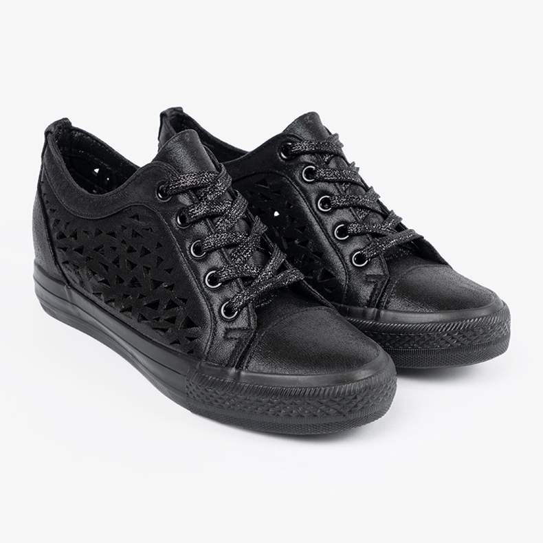 Shelvt OpenWork kvinnors kilar sneakers svart 2