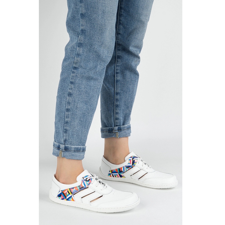 Barfota sneakers kvinnor läder minimalistiska layla olivier vit 1