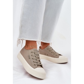 Material kvinnors sneakers på Big Star RR274779 grå plattform 2