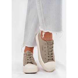 Material kvinnors sneakers på Big Star RR274779 grå plattform 3