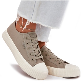 Material kvinnors sneakers på Big Star RR274779 grå plattform 8