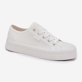 Kvinnors material sneakers på Big Star RR274776 Vit plattform 4