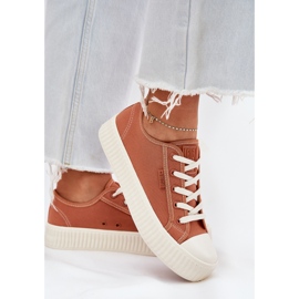 Material Kvinnors sneakers på Big Star RR274778 Orange Platform 6