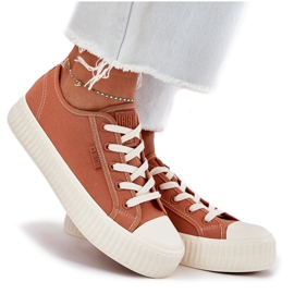 Material Kvinnors sneakers på Big Star RR274778 Orange Platform 9