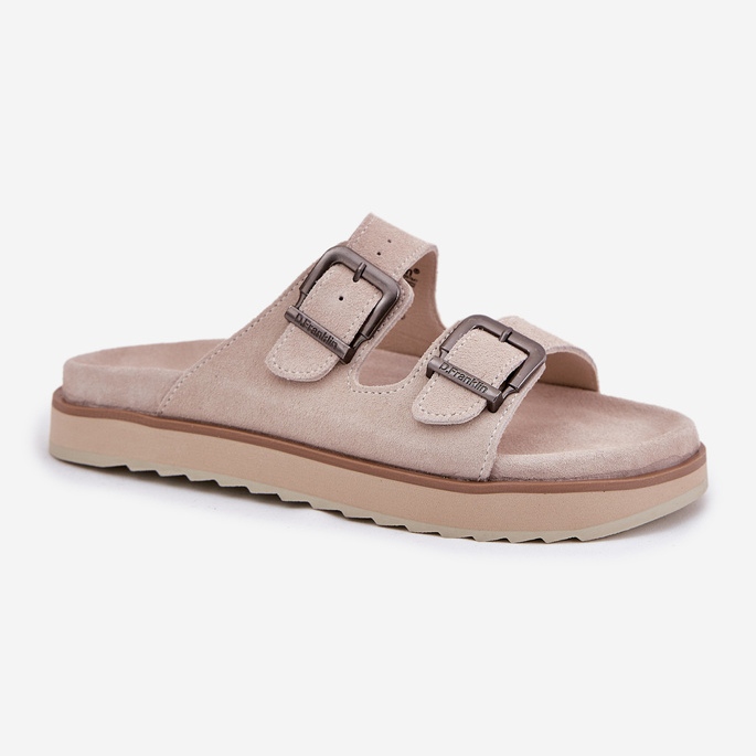 Kvinnors mocka flip flops med D.Franklin DFSH405001 Beige Buckles 2